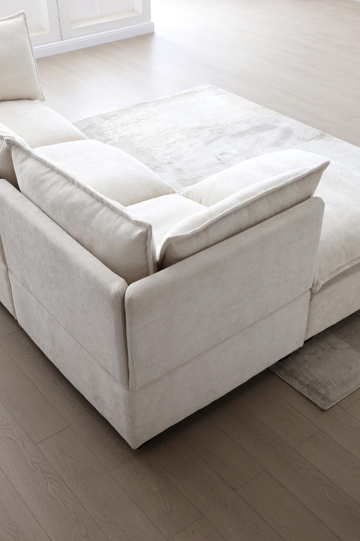 6 Seater Oversized Modular Sectional Sofa Couch, Down Filled U / L Shaped Free Combination Convertible Sofa&Couch with Movable Ottomans and Thicked Cushions for Living Room Apartment ,Linen Fabric Eafurn