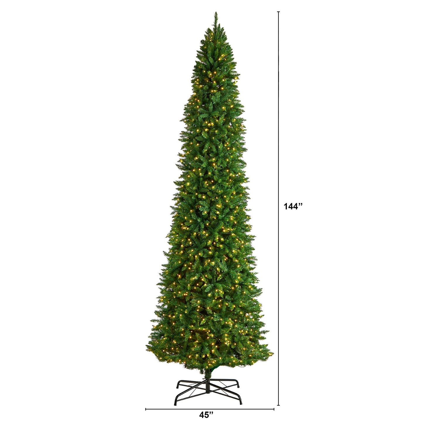 Nearly Natural 12ft. Slim Green Mountain Pine Artificial Christmas Tree with 1100 Clear LED Lights and 3235 Tips