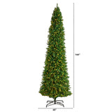 Nearly Natural 12ft. Slim Green Mountain Pine Artificial Christmas Tree with 1100 Clear LED Lights and 3235 Tips Nearly Natural