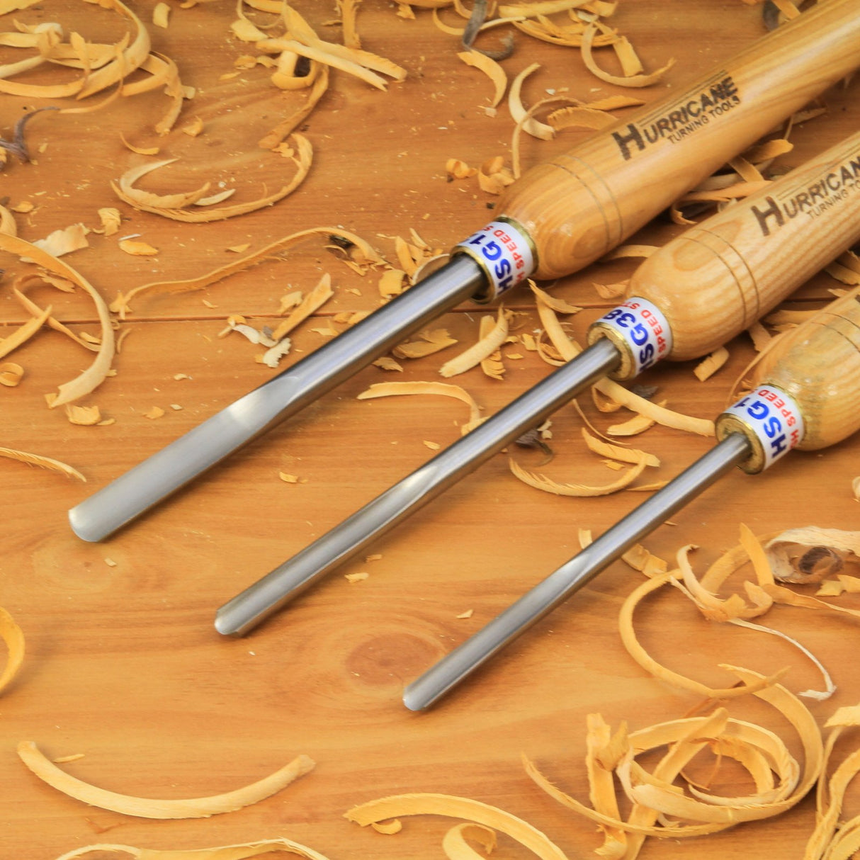 Hurricane Turning Tools, HSS, 3 Piece Spindle Gouge Set (1/4", 3/8" and 1/2" Flute), Standard Series Woodturning Tools Hurricane Turning Tools