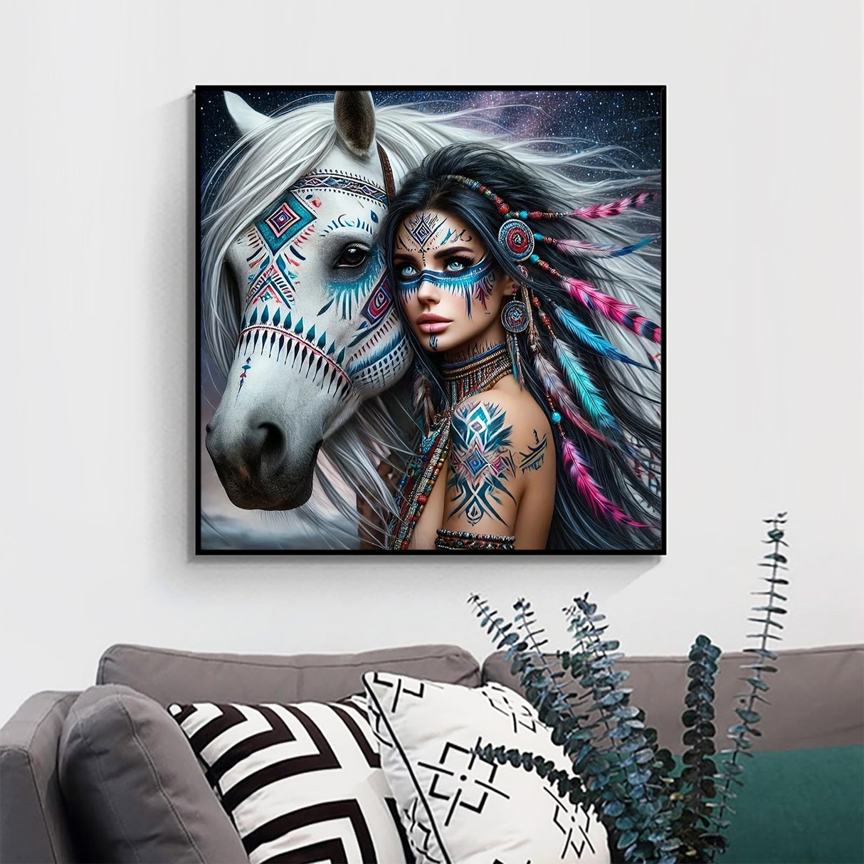 APTDYIGL 5D Horse and Women Diamond Painting Kits for Adults Beginner,DIY Horse Diamond Art Kits for Adults,Round Full Drill Diamond Dots with Gem Art Kits,Home Wall Decor 13.7X13.7inch APTDYIGL
