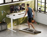 AODK Electric Standing Desk with Drawers, 55 Inch Height Adjustable Desk with Power Outlets, Sit Stand Table, Writing Computer Desk for Home, Office, Workstation, White AODK