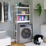 SMIBUY Bathroom Storage Shelf, Bamboo Over-The-Toilet Organizer Rack, Freestanding Toilet Space Saver with 3-Tier Adjustable Shelves (White) SMIBUY