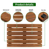 VaeFae Teak Shower Mat, Non-Slip Bath Mat, Luxury Spa Mat, Wooden Mat for Bathtub, 20 x 13 in VaeFae