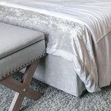 HOMCOM 35.75" Storage Ottoman, Upholstered Storage Bench with Hidden Space, Nailhead Trim and X-Shaped Wood Legs, for Living Room, Entryway, Bedroom, Grey HOMCOM