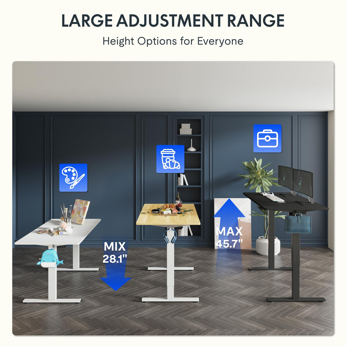 FLEXISPOT One-Piece Electric Standing Desk, 60 x 24 Inches Adjustable Desk with Seamless Desktop, Memory Controller Height Adjustment (Black Frame + Black Desktop, 2 Packages) FLEXISPOT