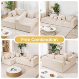 Modular Sectional Sofa, Cloud Sectional Couch with L-Shape Chaise, Modular Sofa with Deep Seat, Upholstered Couches Boneless Sofa for Living Room, White(Left Facing Chaise) Airynee