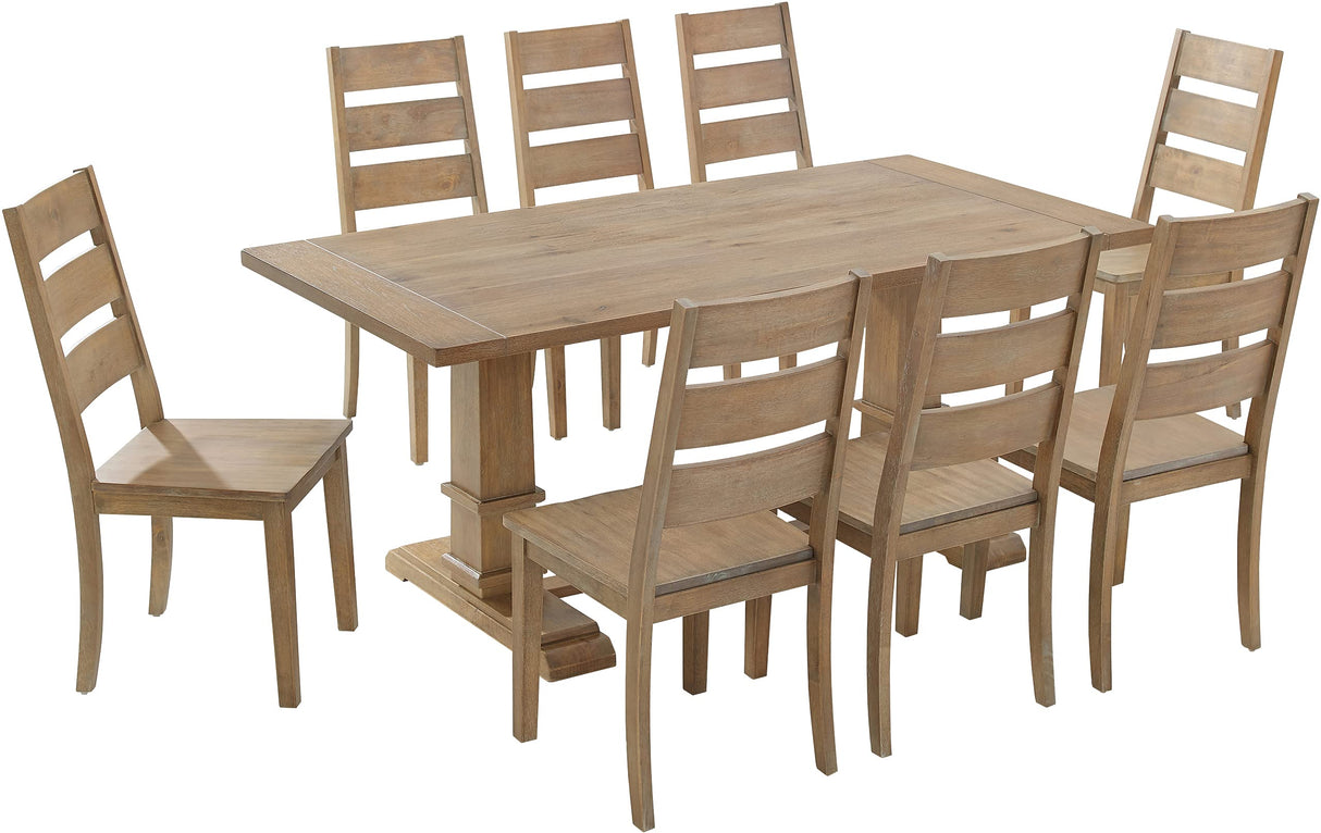 Crosley Furniture Joanna 9-Piece Modern Farmhouse Dining Table Set for 8 with Ladderback Chairs, Rustic Brown Crosley Furniture