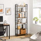 VASAGLE Industrial 6-Tier Tall Bookshelf with Steel Frame in Rustic Brown and Black VASAGLE