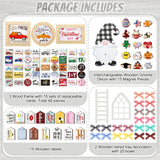 Kigley 70 Pcs Christmas Interchangeable Seasonal Tiered Tray Decor Set Farmhouse Holiday Tiered Tray Interchangeable Tabletop Decor for Holiday Seasonal Home Kitchen Kigley