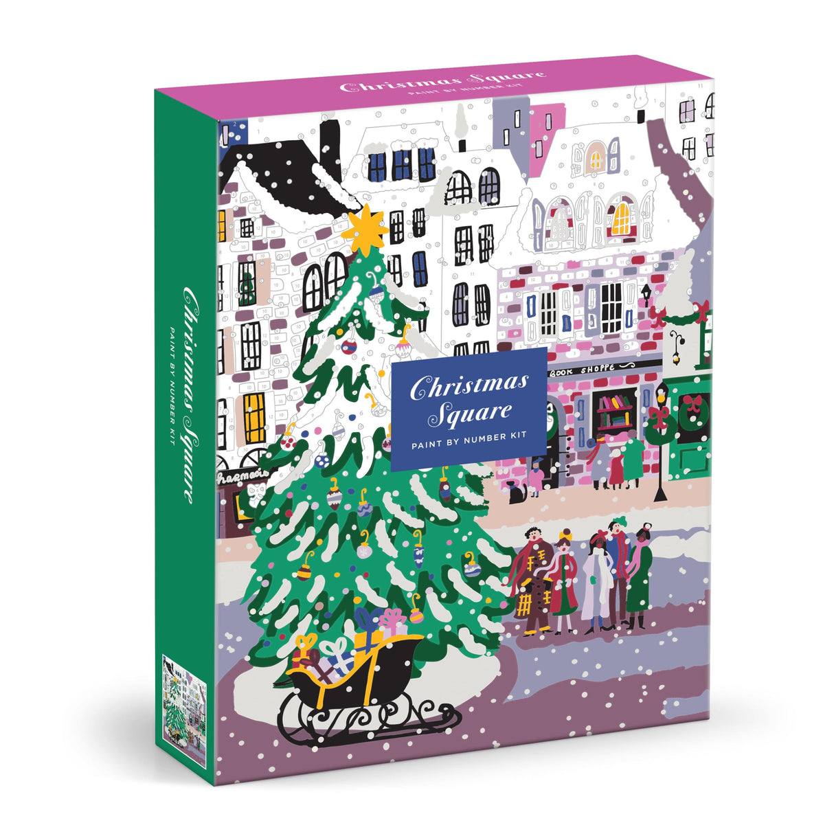 Galison Joy Laforme Christmas Square – DIY 9 x 12 Paint by Number Kit with Stunning Christmas Art for Beginners and Experts Includes Paint and Brushes Galison