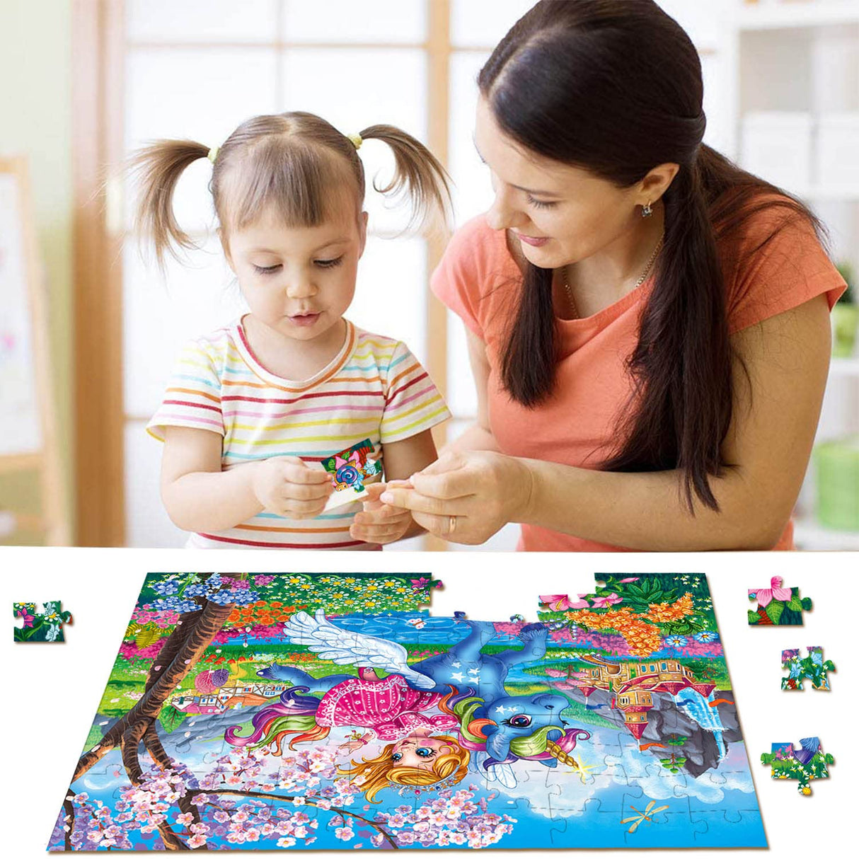 Princess and Unicorn 100 Piece Puzzles for Kids Ages 4-6 Jigsaw Puzzles for Toddlers Girls 3-5 Preschool Educational Puzzles Boards Toys Gifts for Girls Boys 3 4 5 6 Eirenke