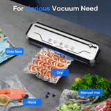 Vacuum Sealer for Food, Multi-Functional Vacuum Sealer Machine Compact Air Sealing System with Build-in Cutter, LED Indicator Dry & Moist Modes with 15 Vacuum Bags for Food Vacuum Sealing (Silver) KOIOS