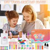 BRIPATI DIY Lip Gloss Making Kit - All-in-One to Make Your Own Lip Care Gloss Set with Clear Base, Pigments, Glitter, Tubes, Fun Creative Gift for Women Girls Makeup Lovers in Christmas Birthdays BRIPATI