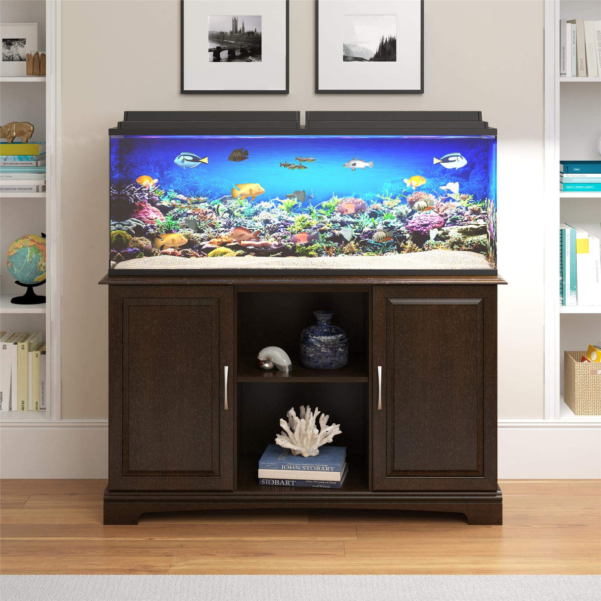 REALROOMS Kai 50-75 Gallon Aquarium or Terrarium Tank Stand, Espresso REALROOMS