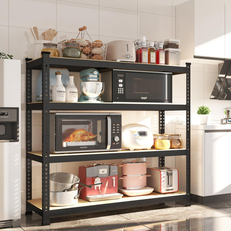 Prilinex Heavy Duty Storage Shelves 40" W x 20" D x 60" H - 4-Tier Adjustable Metal Garage Shelving Unit, Standing Utility Shelf Racks for Pantry Warehouse Kitchen, Black Prilinex