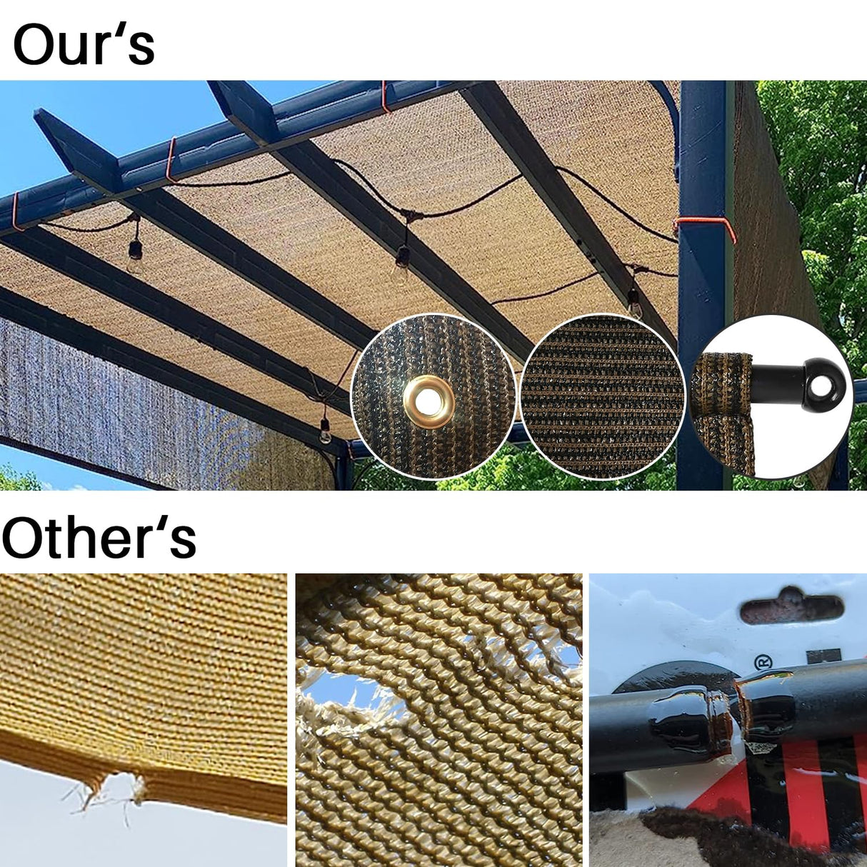 INFRANGE 7' x 15' Universal Pergola Shade Cover Replacement Canopy with Grommets Weighted Rods Permeable for Outdoor Patio Porch Backyard Gazebo Beige INFRANGE