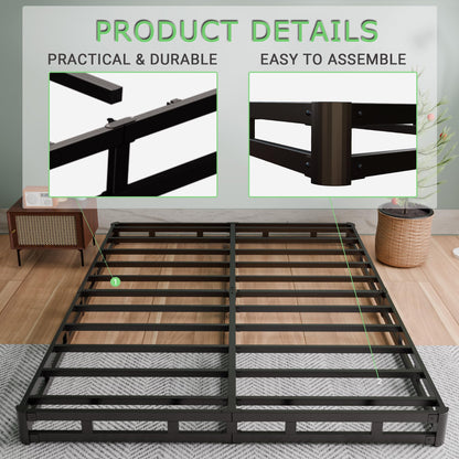 FMDMR King Box Spring 4 Inch, Low Profile King Size Box Spring Only, Heavy Duty Mattress Foundation Metal Bed Base with Fabric Cover, Easy Assembly, Non-Slip, Noise Free