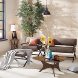 INK+IVY Blaze Triangle Wood Coffee Table Plywood with Wood Veneer Legs, Mid-Century Modern, Easy Assembly, Accent Furniture For Living Room, Minimalist Décor, Brown INK+IVY