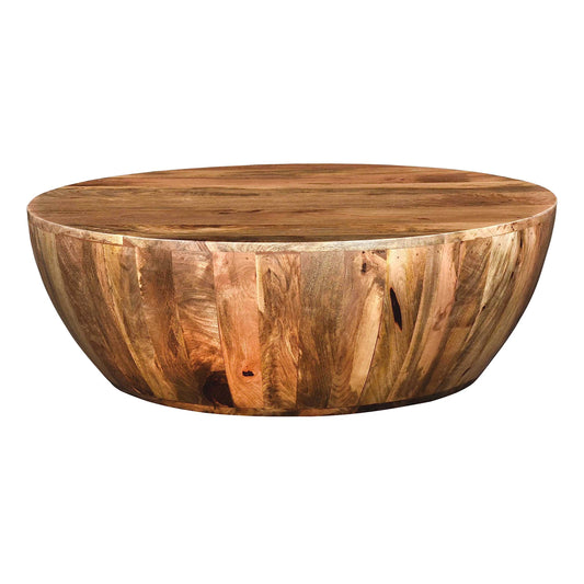 The Urban Port Mango Wood Coffee Table in Round Shape, Dark Brown - WoodArtSupply