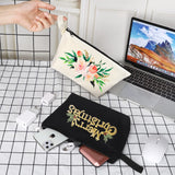 Sinzip 10 Pieces Cotton Canvas Makeup Bag with Bottom, Multi-Purpose Cosmetic Bag with Zipper Travel Toiletry Pouch, Blank DIY Craft Bag Pencil Bag (M, White), MN-WB07 Sinzip