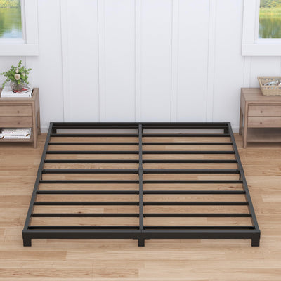 Nailsong 4 Inch Low Profile Queen Bed Frame - Heavy Duty Metal, No Box Spring Needed, Easy Assembly, Black