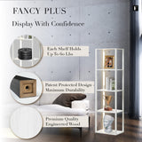 FENLO Fancy - LED Display Shelf with Dimmable Lights, LED Floor Lamps for Living Room, Sturdy Corner Curio Cabinet Display, Tall Floor Lamps with Shelves FENLO