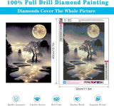 mrpwnle Diamond Painting Kits for Adults Beginners,Moon Diamond Art Kits for Adults,5D Moonlight Landscape Diamond Painting Kits DIY Diamond Art Dots Crafts Kits,Home Wall Decor Gifts 12x16in mrpwnle