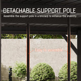 Domi 10x12FT Lean to Gazebo, Hardtop Wall Mounted Gazebo with Sloping Galvanized Steel Roof, Wall Pergola with Aluminum Frame, Curtains and Netting, for Patio, Deck, Garden, Backyard domi outdoor living