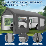 COVERONICS 12x20 FT Heavy Duty Carport Tent - Portable Outdoor Car Canopy with Roll-up Side Doors & Windows, Portable Garage with 4 Sandbags for Car, Truck and Outdoor Event, Gray COVERONICS