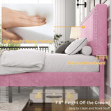 VECELO Full Size Bed Frame with Adjustable Upholstered Headboard, Wooden Slats Platform, Noise-Free Design, Easy Assembly VECELO