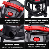 ECOMAX Wet Dry Vac 5 Gallon, 4 Peak HP, Portable Stainless Steel Shop Vacuum Wet/Dry with Powerful Suction-85 CFM, 3-in-1 Wet/Dry/Blow, Shop Vacuum for Home, Workshop, Jobsite, EM18115 ECOMAX