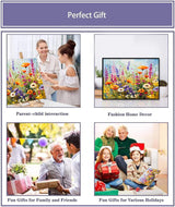 MaiMMaledy Paint by Numbers Kit for Adults Beginners Canvas Pictures with Framed Drawing Painting Acrylic Pigment with Wooden Triangle Easel Spring Flowers 8Wx12L inch MaiMMaledy