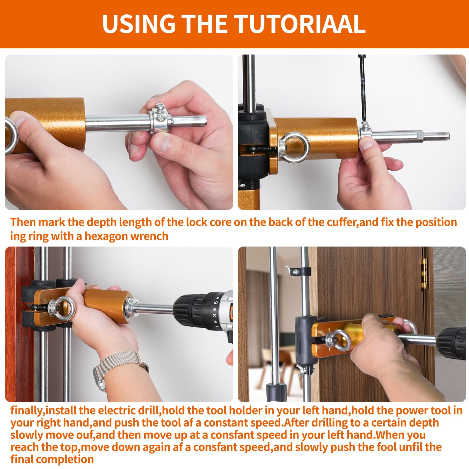 JSZYO Door Lock Hole Opener Kit,Mortise Lock Jig with 3 Tungsten Carbide Blades for Wood Doors, Door Mortise Jig,Suitable for Angle Grinder & Electric Hand Drill - WoodArtSupply