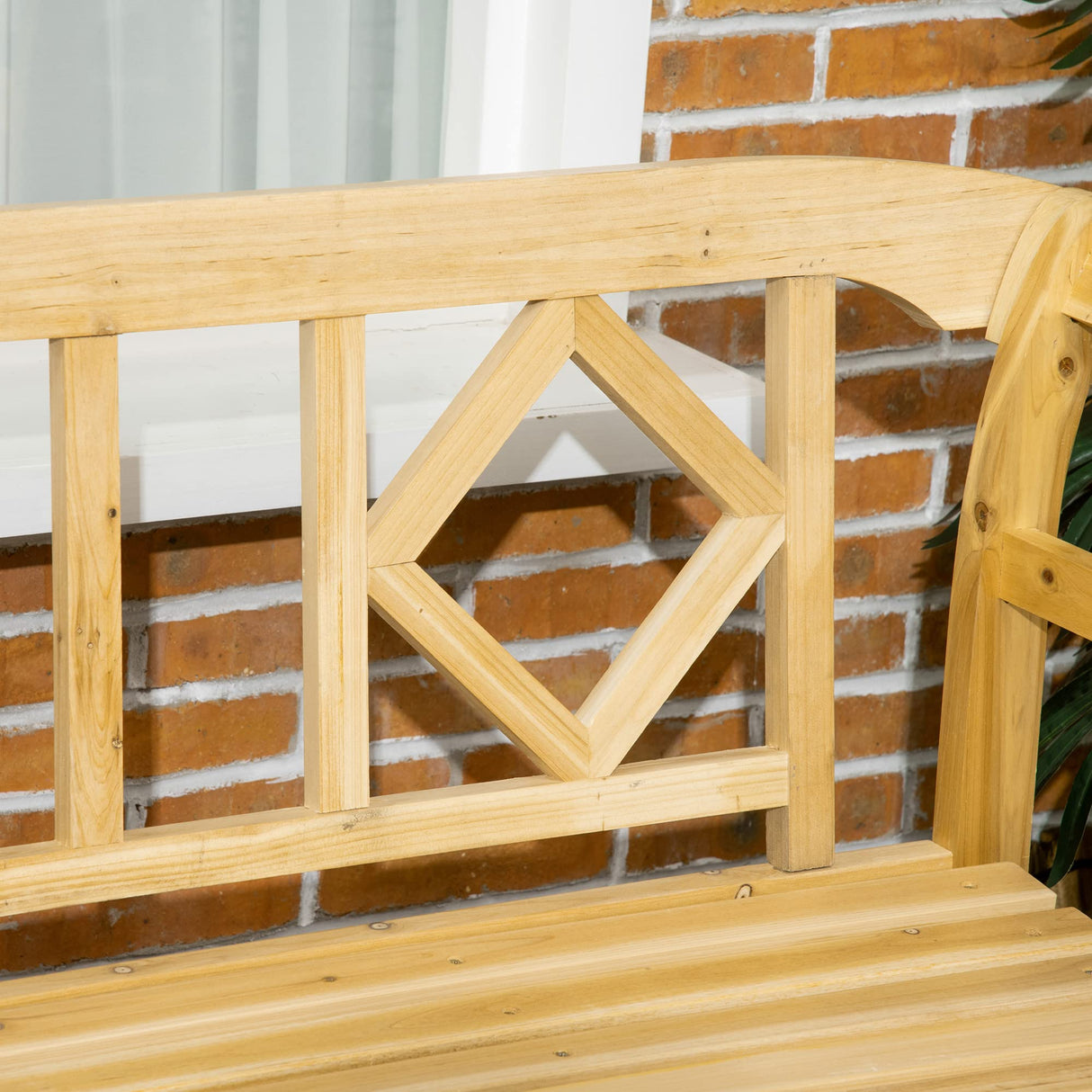 Outsunny Rustic Three-Seat Wooden Patio Bench with Backrest and Armrests Outsunny