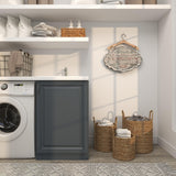 Deco 79 Metal Sign Home Wall Decor Laundry Room Wall Sculpture with Brown Wood Hanger, Wall Art 22" x 1" x 22", Gray Deco 79