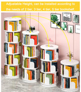 Modern 5-Tier Rotating Bookshelf - 360° Revolving Storage Rack for Home & Office - White foriy