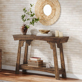 Tribesigns 41.3" Wood Console Table, 2-Tier Entryway Table with Storage Shelf, Farmhouse Narrow Sofa Table Behind Couch for Living Room, Foyer, Hallway, Rustic Brown Tribesigns
