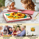 Stalente Diamond Painting Kits for Adults Sunflower, 5D DIY Diamond Art Kits for Beginners Round Full Drill Diamond Painting for Home Wall Decoration Gift 12×12inch, Flower Stalente