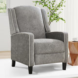 ANJ Push Back Recliner Chair, Soft Fabric Lounge Armchair,Wingback Recliner Single Sofa Chair with Steel-Reinforced Frame，Adjustable Pushback Chair for Living Room, Grey ANJ