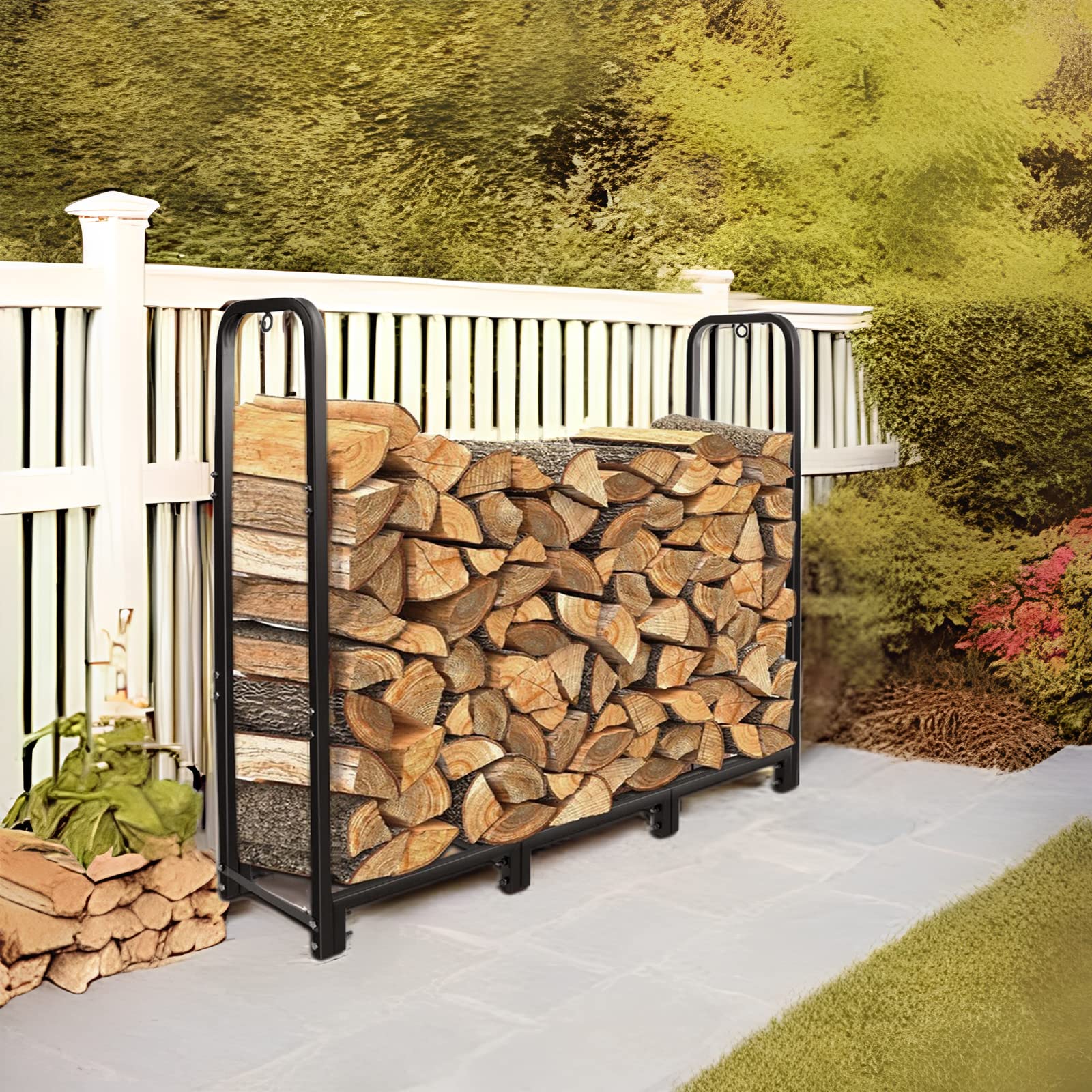 Firewood Rack Stand 4ft Heavy Duty Logs Holder, Metal Wood Pile Storage sold Stacker