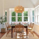 CLARSYNE 24'' Boho Rattan Chandelier, 4-Light Hand-Woven Wicker Pendant Lamp, Rustic Modern Ceiling Light Fixture for Dining Room, Kitchen Island, Living Room, Bedroom, Foyer, Entryway, Over Table CLARSYNE