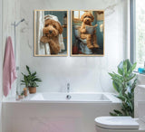 2Pcs Paint by Number Kit 16x20inch Adults Cute Curly Dog Bathroom Scenes DIY Painting Set with Pre - Numbered Canvas, Funny Puppy Art for Home Decor Gift Generic