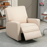 HOMCOM Manual Recliner Chair for Adults, Breathable Fabric Swivel Rocker Recliner with Thick Cushion and Footrest, Adjustable Single Sofa for Living Room, Beige HOMCOM