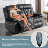 GUEAPY Reclining Loveseat-Power Reclining Loveseat with Console,Double Recliner Loveseat with Heat and Massage,Electric Loveseat Recliner with Cup Holders,USB & Type-C Charge Ports for Living Room,RV GUEAPY