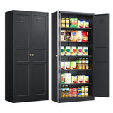 Metal Storage Cabinet with Doors and Shelves,Metal Pantry Cabinet,Black Craft Storage Cabinet,Ventilated Pantry Storage Cabinet,Large Tall Closet Cupboard for Home,Kitchen,Dining/Living/Laundry Room SISESOL