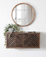 Kate and Laurel Mezzeta Decorative Coastal 2-Door Wall Cabinet, 30 x 10 x 14, Natural Wood, Decorative Modern Storage Cabinet with Doors Kate and Laurel