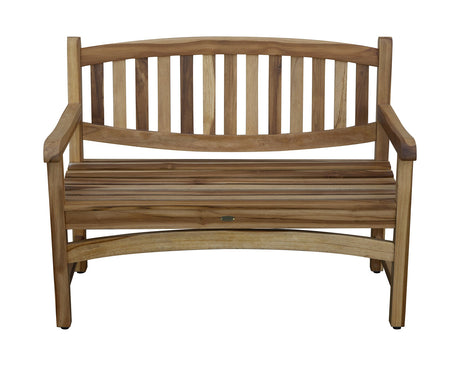 EcoDecors Kent Outdoor Bench Teak Wood Garden Bench Patio Bench with Armrests and Backrest, Yard Benches for Indoor and Outdoors- Natural Teak EcoDecors
