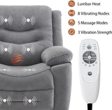 Ketaiyou Power Swivel Rocker Recliner with Massage and Heat, USB Port, Infinite Position, Oversized Electric Glider Rocking Chairs Living Room, Soft Fabric Reclining Sofa Chair(Misty Gray) Ketaiyou