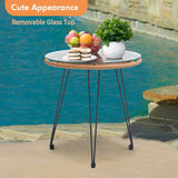 KROFEM 3 Pieces Wicker Patio Bistro Furniture Set, includes 2 Chairs and Glass Top Table, Ideal for Porch, Outdoor, Backyard, Apartment, Balcony Natural Color KROFEM